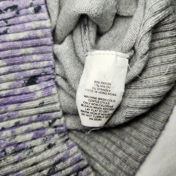 Express Cardigan Womens M Purple Swirl Print 3/4 Sleeve Button Up Vintage 2006 - Picture 8 of 9